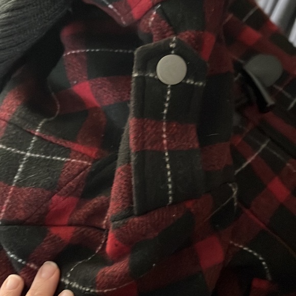 Torrid red plaid hooded pea coat - Picture 5 of 5